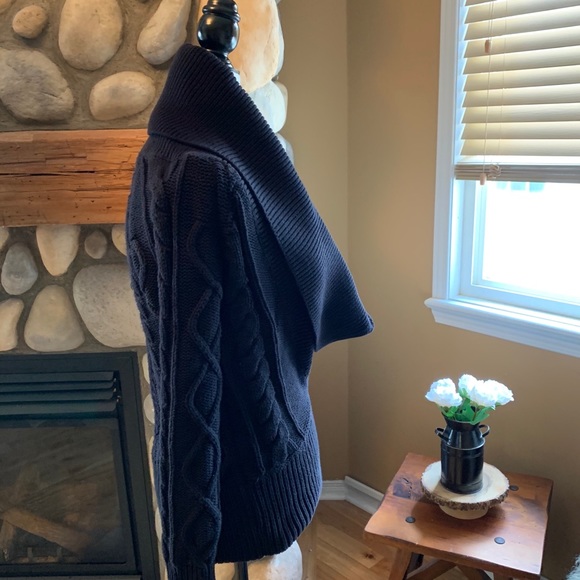 Cotton Cable-knit Sweater w/large Cowl Neck - Picture 2 of 9